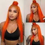 Ginger Orange Straight Lace Front Human Hair Wigs Pre Plucked for Women