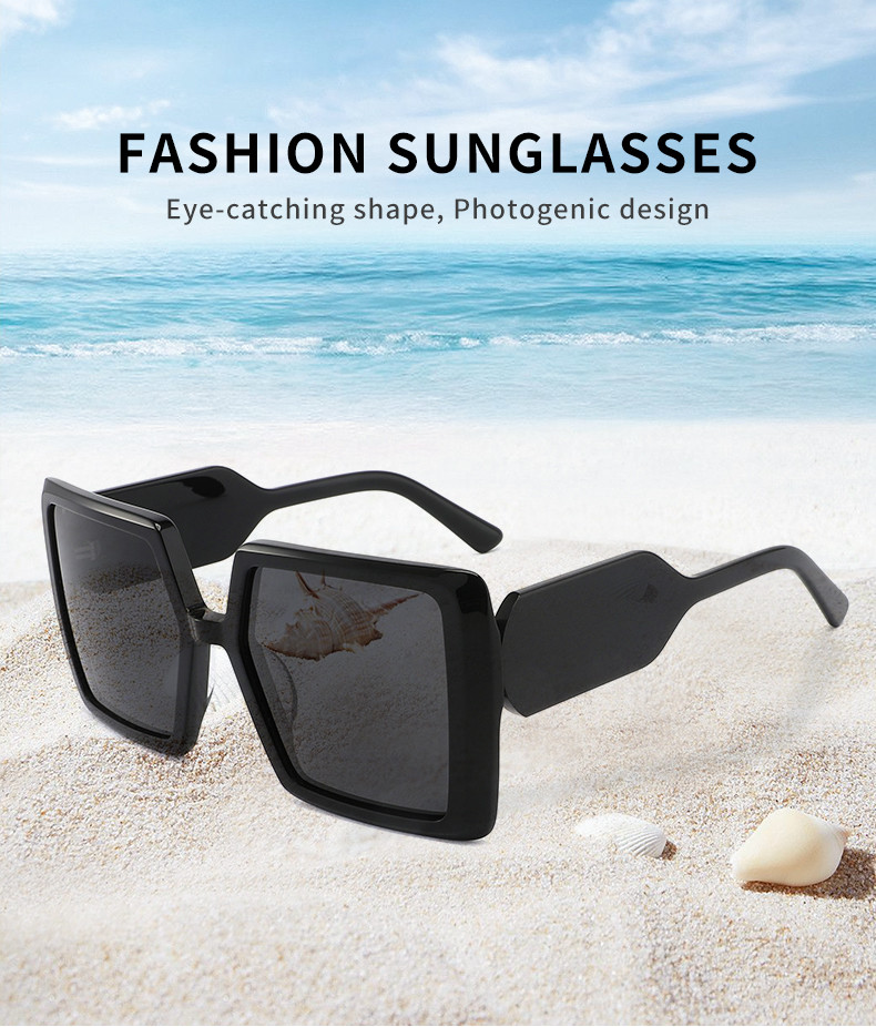 Huge Square Acetate Sunglasses Womens OEM Lightweight Scratch Resistant