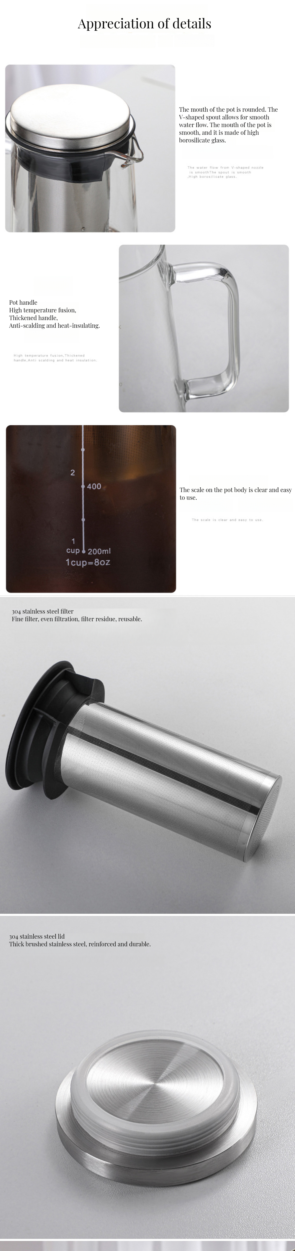 High Temperature Resistant Portable Glass Water Bottle for Coffee and Fruit Infusions