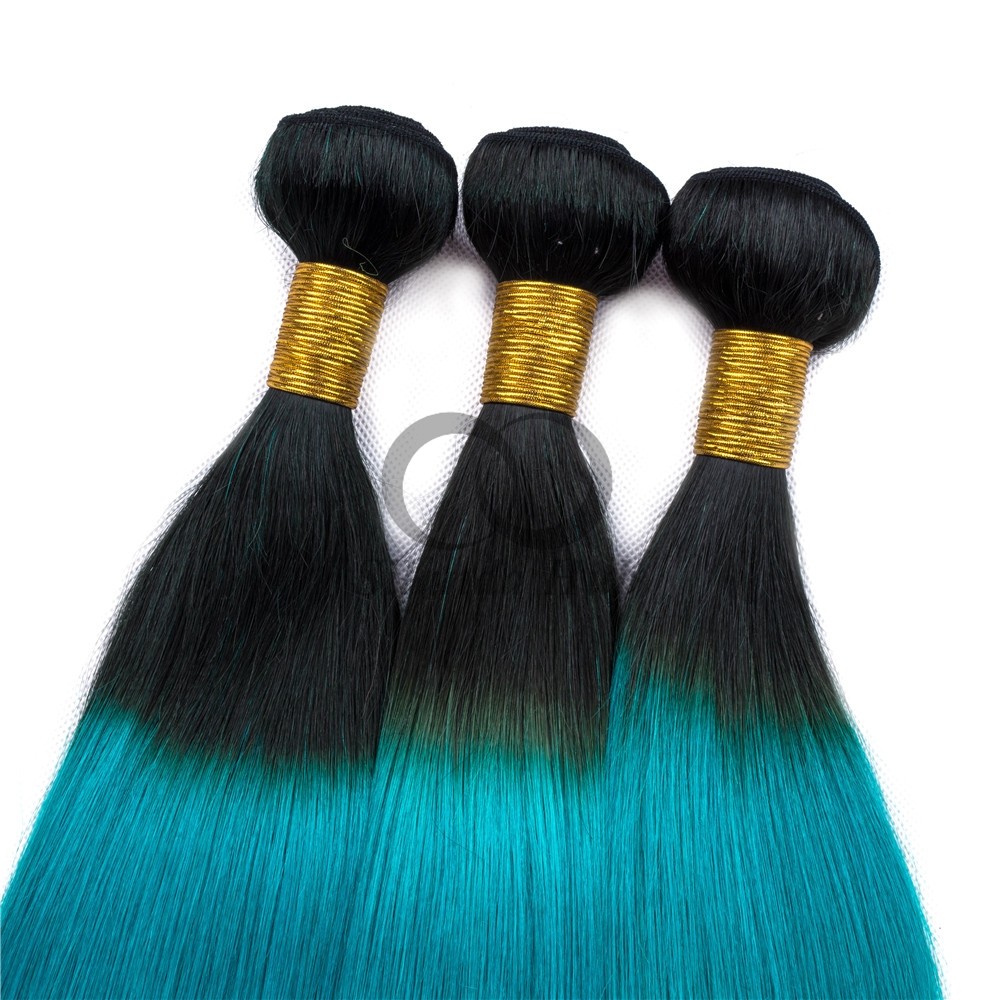 #T1B/Light Blue/Yellow Straight Remy Human Hair Bundles Sew In Weave Bundles Brazilian Bundle Deals