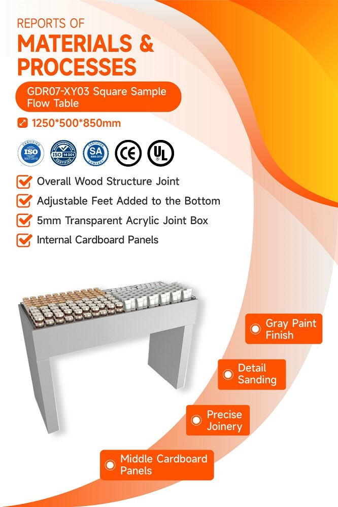 GDR07-XY03 Skincare Display Table with Adjustable Feet and Adjustable Height for Trade Show Booth