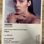 Factory Wholesale Light Texutre Matte 210gsm Fine Art Photo Paper
