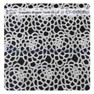 Quality Antique Stretch Polyester Lace Fabric / Dressmaking Fabric With White Flower wholesale
