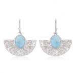 Cabochon S925 Blue Larimar Silver Jewelry Butterfly Drop Earrings