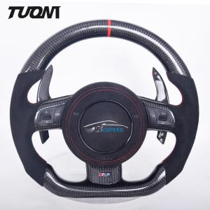 Quality High Durability Audi Carbon Fiber Steering Wheel With Red Stitching wholesale