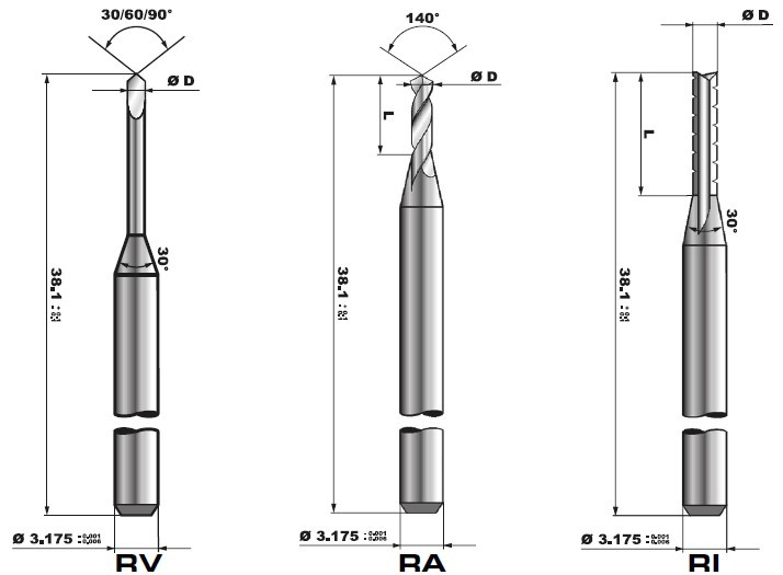 Nonferrous Metal Surface Finish Aluminum PCB End Mill 3.175mm
