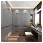 2024 Popular Gray Shaker Door Wardrobe Modern Wood Style for Home Cloth Shelf