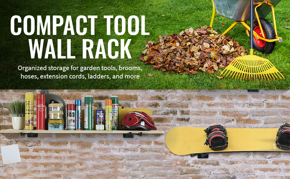 Convenient Wall Mounted Shovel Organizer for Long Handled Tools and Garden Equipment