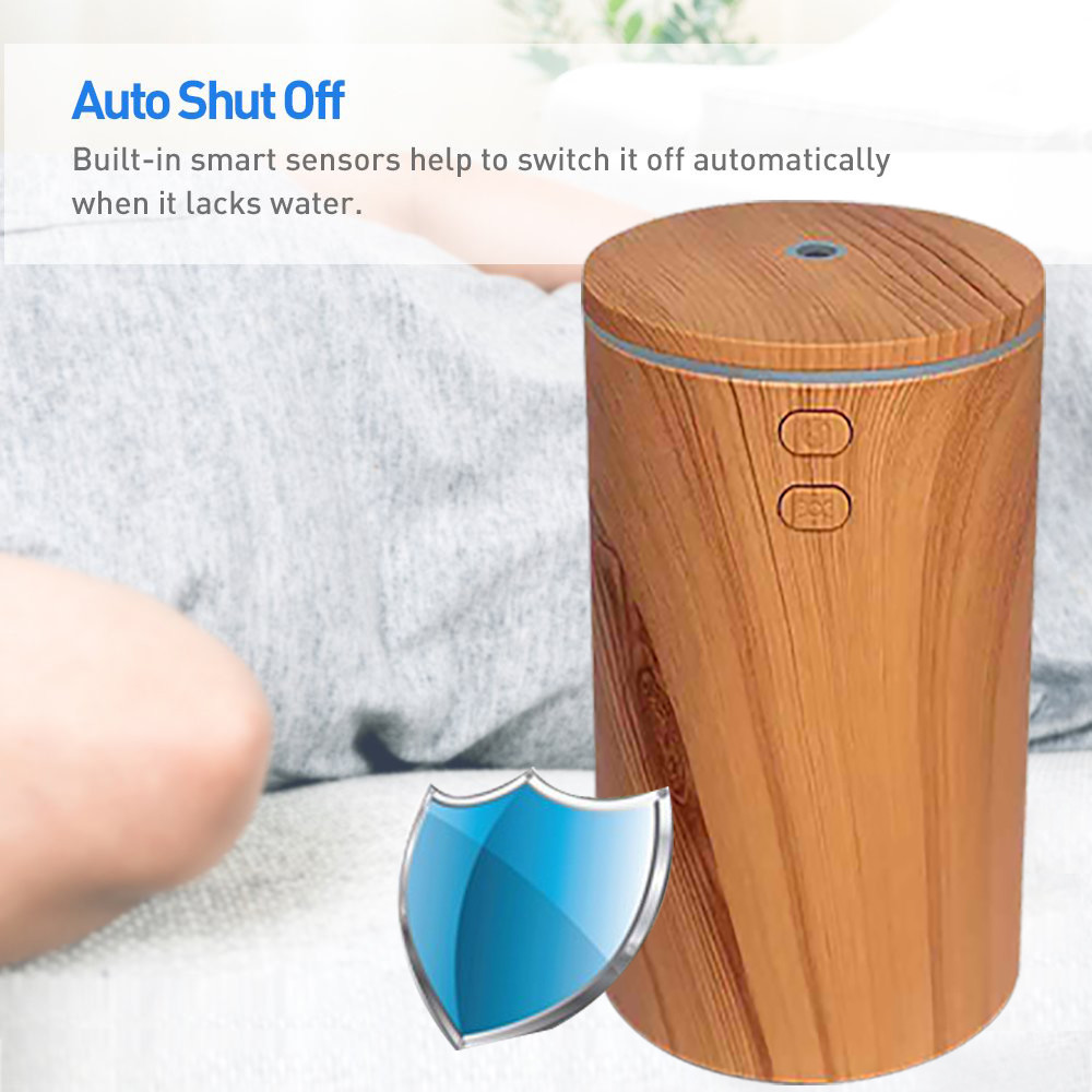100ML Car Wood Grain Diffuser 7 Color Changing Essential Oil Diffuser Cool Mist Humidifier For Car
