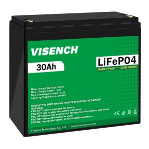 Quality Visench 12V 30Ah Lithium Ion Iron Phosphate Battery Rechargeable 12.8V Lifepo4 Battery Pack wholesale