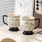 Attractive Retro Ceramic Drinkware Spoon-Attached Mug Perfect for Home Office or