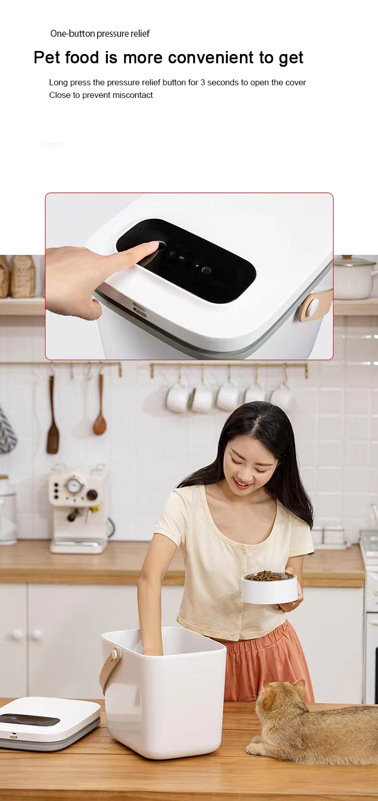 Electric Powered 13 Liter White Vacuum Airtight Food Container Storage Box for Pets
