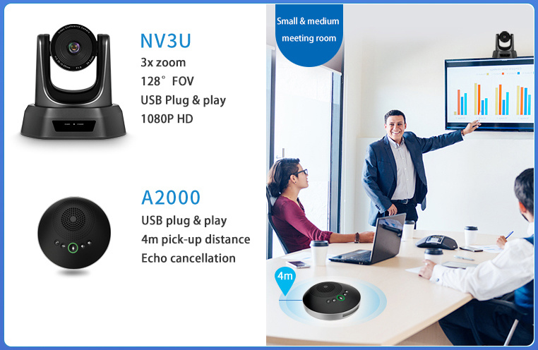 Tongveo Auto Focus 3X Zoom PTZ Video Conference Camera USB Output+Speakerphone Group