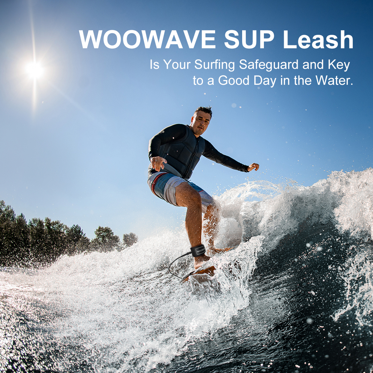 0.16-0.4kg SUP and Kayak Paddle Board Surf Leash with Single Layer Padded Wrist Strap