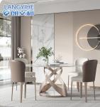 Turntable Marble Round Dining Table For 4 Light Luxury