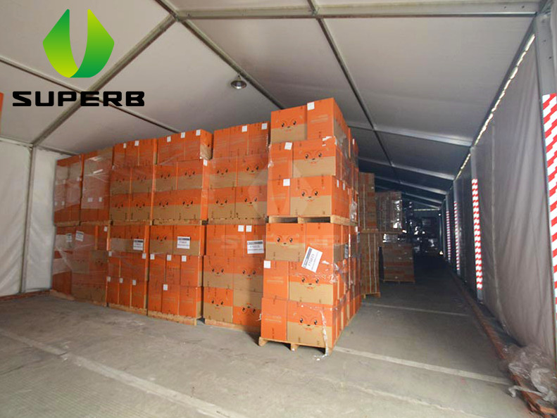 Double PVC Aluminum Warehouse Storage Tent Anti UV 102km/H Wind Load