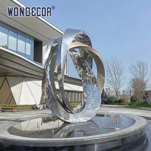 Quality Outdoor Large Stainless Steel Fountain Sculpture Irregular Geometric Twisted Ring wholesale