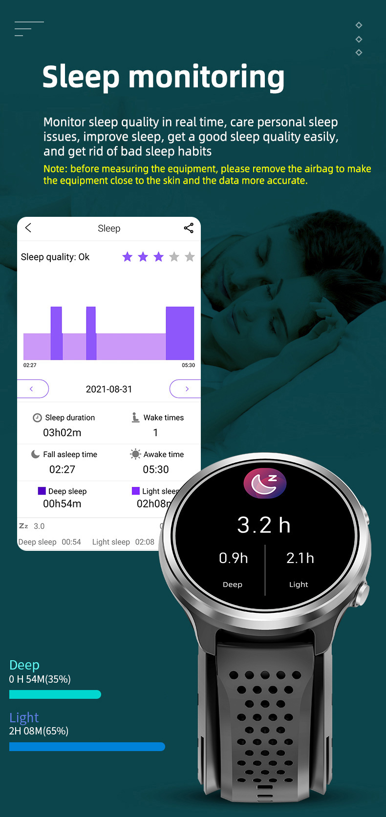 Air Pump Accurate ECG Blood Pressure Health Monitor Smart Watch P30 1.3 Inch For Healthcare