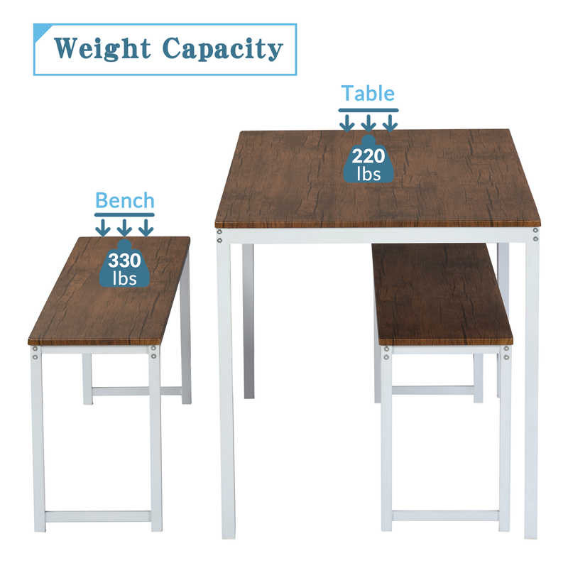 47.3" L X28.7" W X29.1" H 3 Piece Dining Room Table And Chair Set