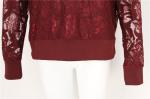 Black red Womens Lace Long Sleeve Top 96% polyester 4% Spandex