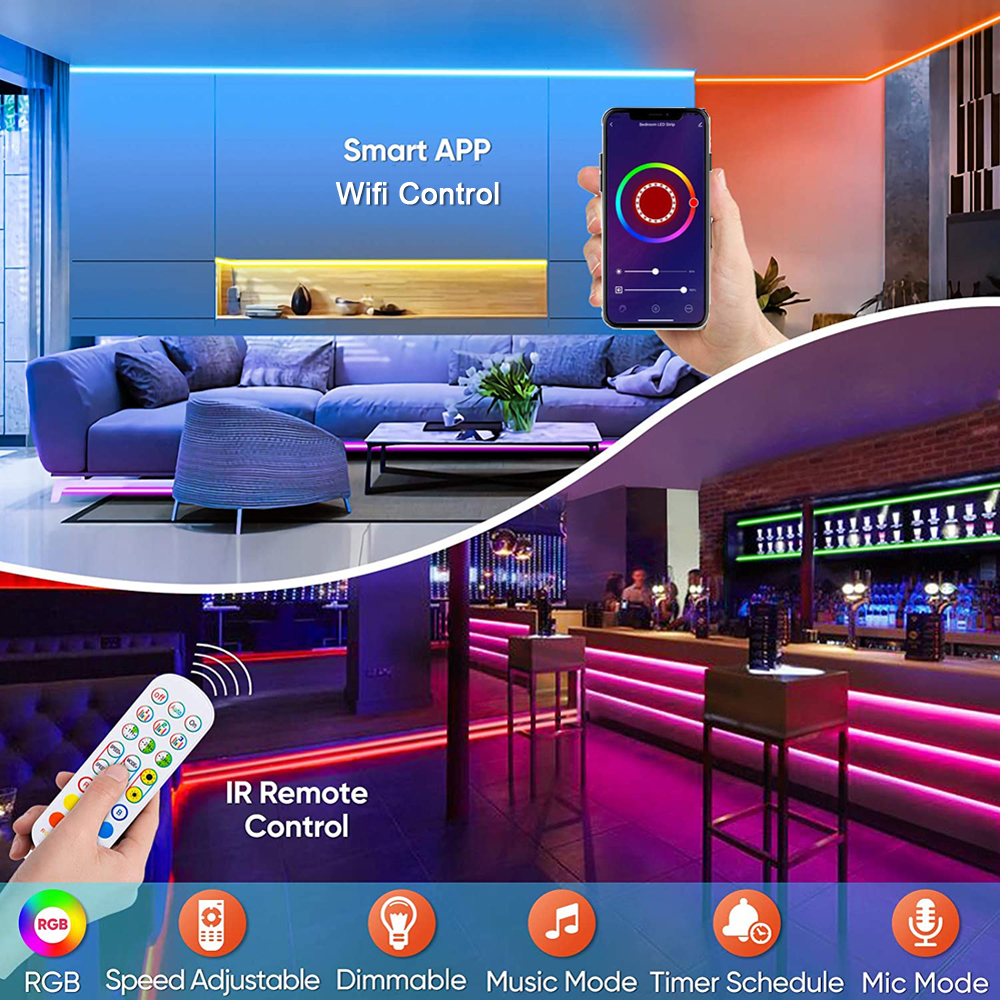 5M 3M DC 5V 12V Smart 5050 RGB LED Strip With IR Wifi Auto Lighting Systems