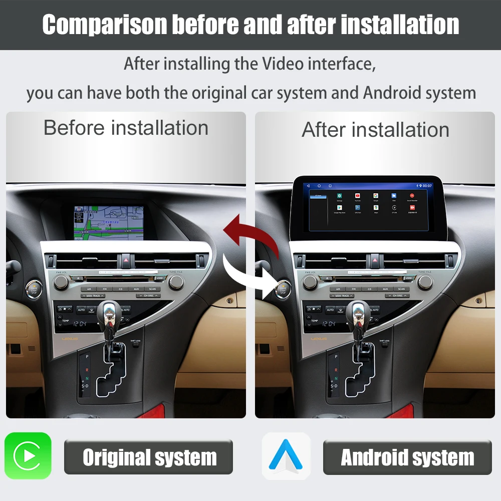 LEXUS RX 2009-2014 Aftermarket Bluetooth Car Stereo Radio Upgrade 12.3 Inch Touchscreen