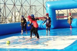Quality Customized Mad 's Over Sport 20x10m Inflatable Soap Football Arena / Inflatable Soapy Football wholesale