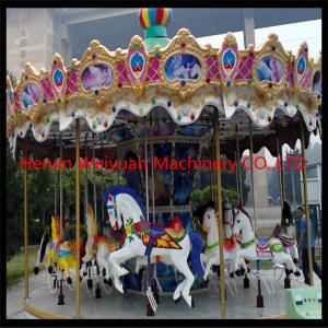 Quality RGB lights Fiberglass Carousel For Sale 16seats With Animals Amusement Park Carousel wholesale