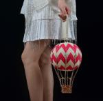 Check hot air balloon creative decorative chain handbag leather clutch female