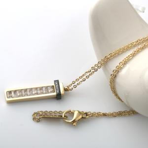 Quality Fashion Jewelry Stainless Steel Square Diamond Necklace, Gold Plated necklace wholesale