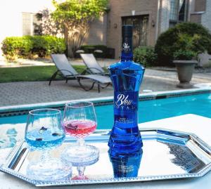 Quality OEM Tequila Glass Bottle/ Full Blue Coated/ Screen Printing wholesale