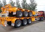 Yellow Flatbed 3 Axles Container Semi Trailer Truck Carrying Heavy Equipment