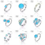 Blue Green Quartz Gemstone Opal Ring Silver Band 925 Sterling Silver Ring