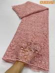 Gold guipure lace water-soluble embroidery fabric with sequins wedding dress