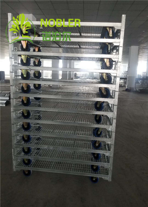 Hot Galvanized Plywood Greenhouse Flower Carts Customized Trolley For Transport