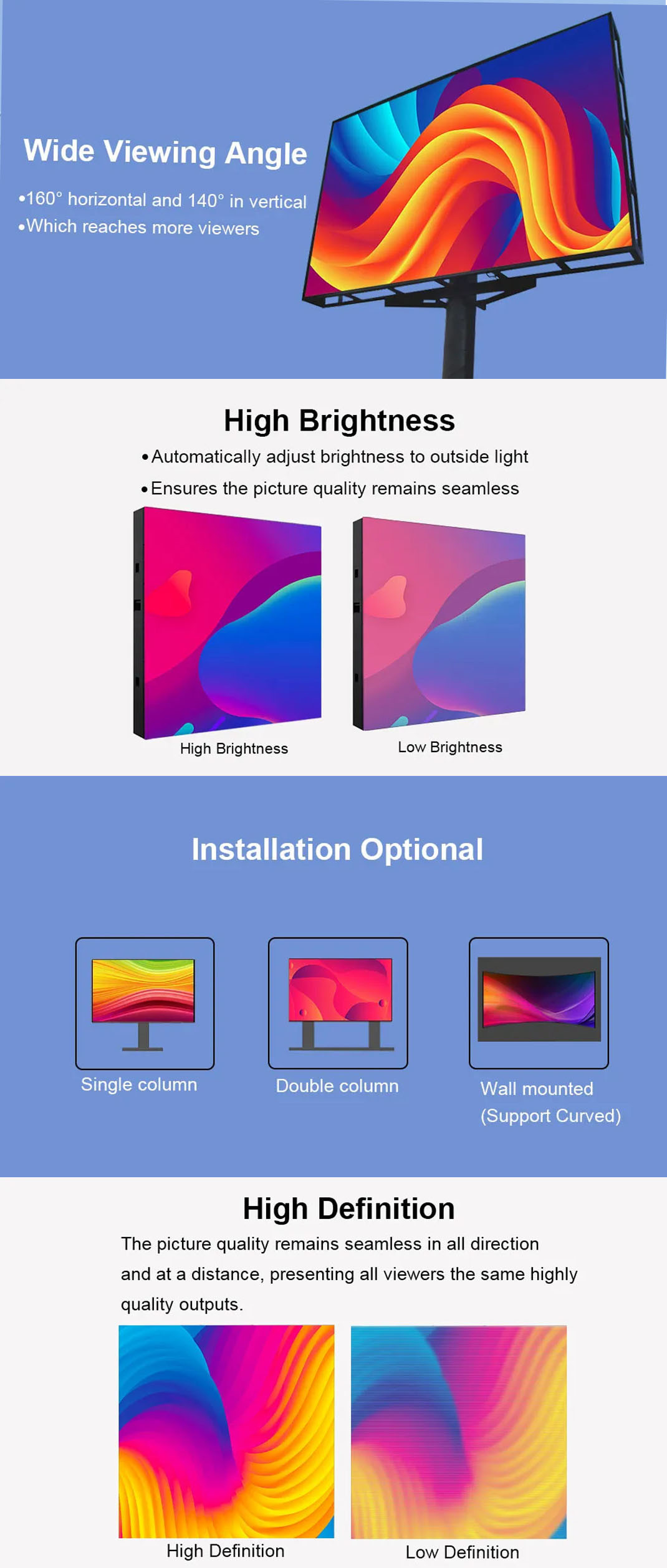 HD Full Color High Brightness Large Outdoor Video Display Energy Saving P8 P10