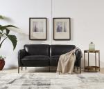 Steel Frame Black Leather Two Seater Settee , Contemporary Black Two Seater Sofa