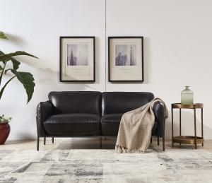 Quality Steel Frame Black Leather Two Seater Settee , Contemporary Black Two Seater Sofa wholesale