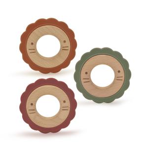 Quality CPSIA Nuby Natural Wood Silicone Teether Ring FSC Customized wholesale