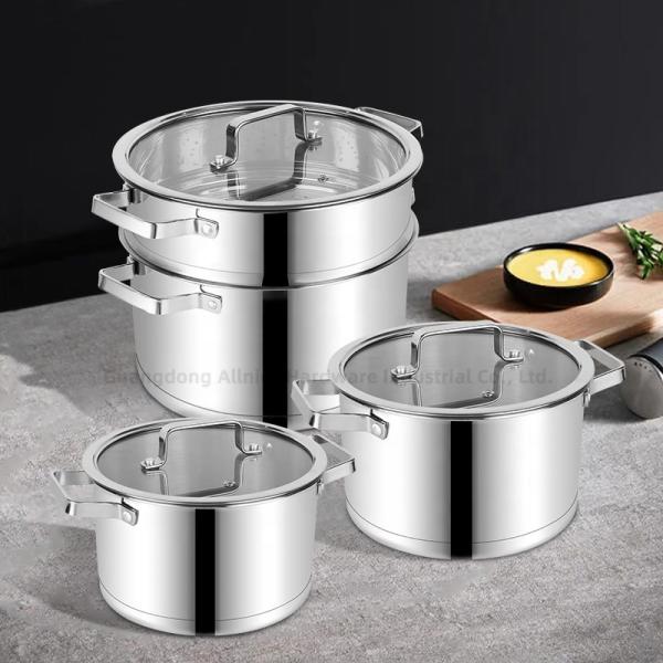 Multifunction Kitchen No 304 Stainless Steel Cooking Pot Set Soup Pot Steamer