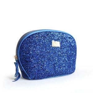 Quality Custom Blue Travel Zipper Cosmetic Bags With Metal Company Logo wholesale