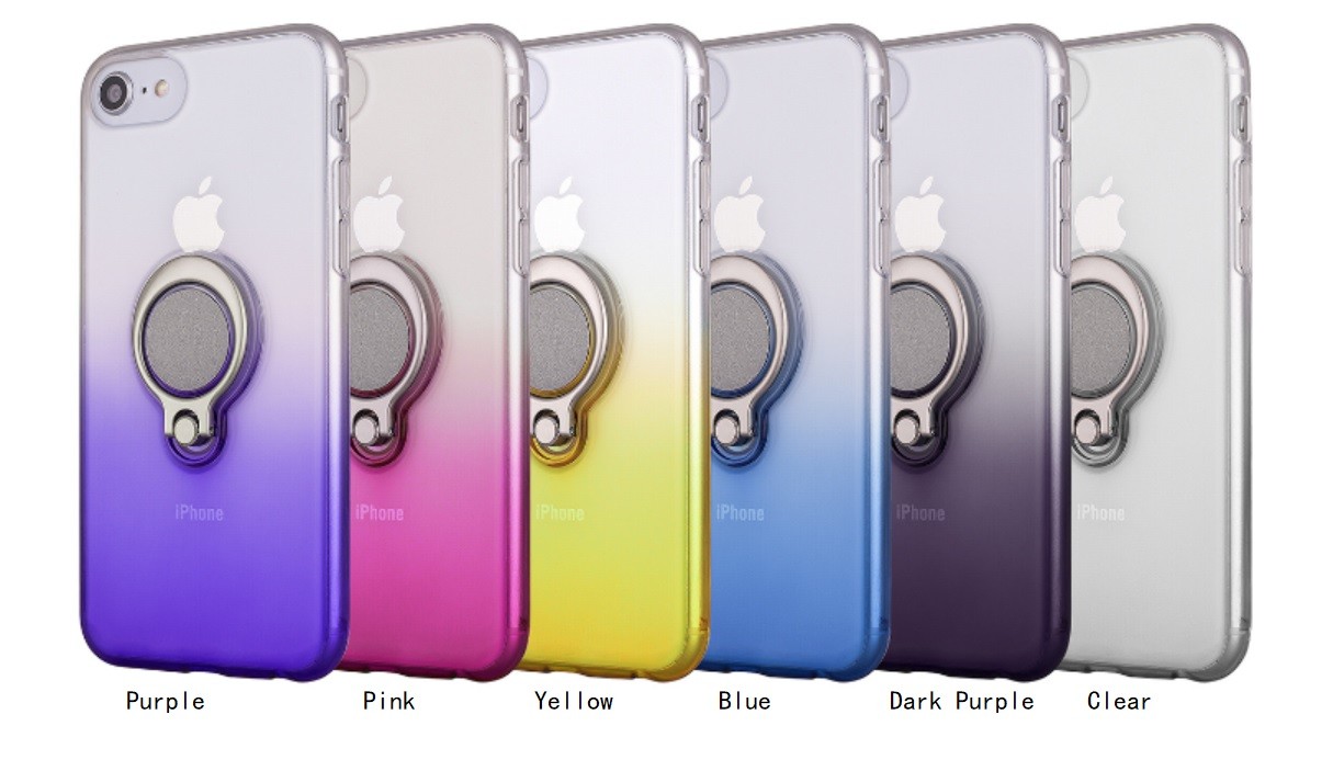 Color Gradient Ring Magnetic Car Mount Holder Soft TPU Case Back Cover For Huawei P20 Lite Mate 10 Lite/NOVA2i Y7 PRIME