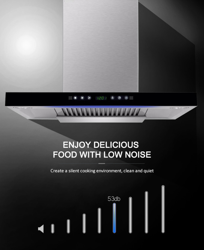 Sleek LED Wall Mounted T Shaped Chimney Hood With Touch Control , model T-956C