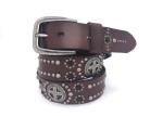 Studded Rivet Real Leather Punk Rock Belt For Male Brown Color