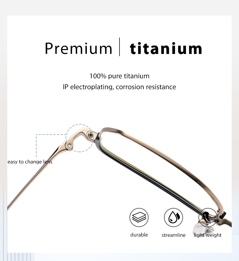Custom Pure Titanium Frame Glasses Optical Easy Lens Replacement