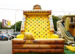 Inflatable Amusement Park With Golden Rock Climbing Wall , Printed Partern