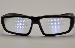Quality Promotional Plastic Diffraction Grating Film Glasses With Black Frame wholesale