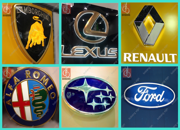 frontlit backlit lighting and side vacuum forming arcylic lighting car logo for 4s car shop