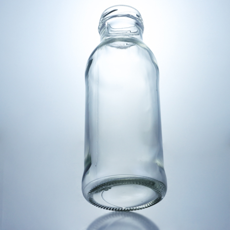 250ml Round Glass Food Jar for Milk Juice Fruit Tea Customized Logo and Glass Collar