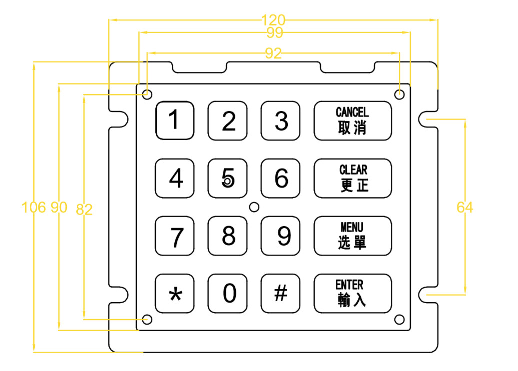 Usb Interface Industrial Numeric Keypad 16 Keys Type Compact Layout